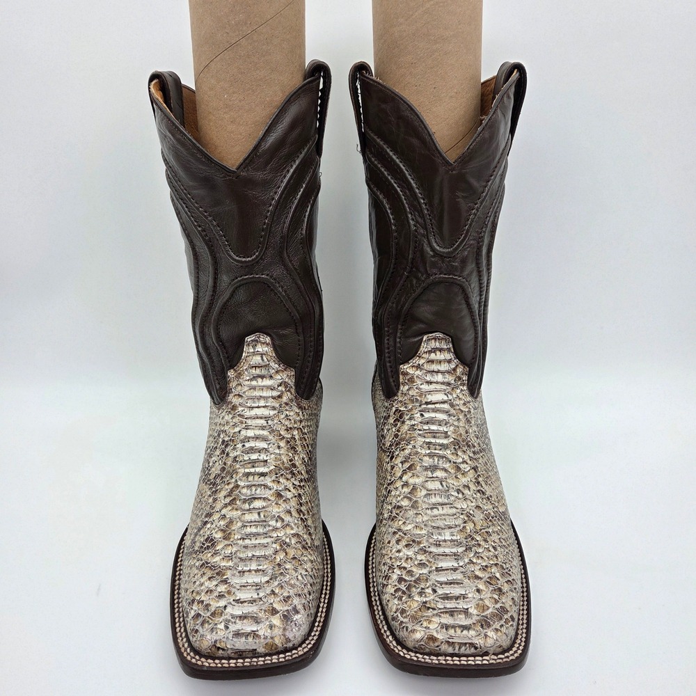 Alfa Python Snakeskin Square Toe Leather Western … - image 2
